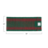 Woven Cotton Table Runner with Stripes, Green and Red