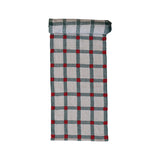 Embroidered Cotton Table Runner, Natural, Green and Red Plaid