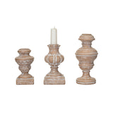 Resin Urn Shaped Taper Holders, Distressed Finish, Cream Color and White