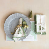 Cotton Napkins With Embroidered Tree and Edge