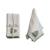 Cotton Napkins With Embroidered Tree and Edge