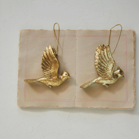 Resin Cardinal Ornament, Gold Finish, 2 Styles