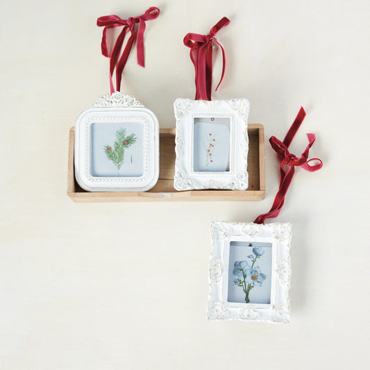 Resin Photo Frame Ornament with Velvet Ribbon