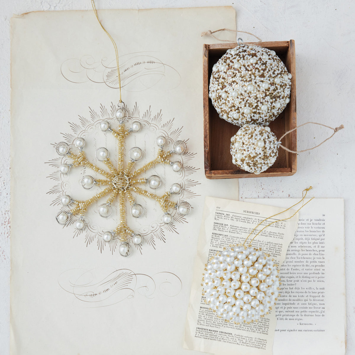 Faux Pearl Beaded Ball Ornament