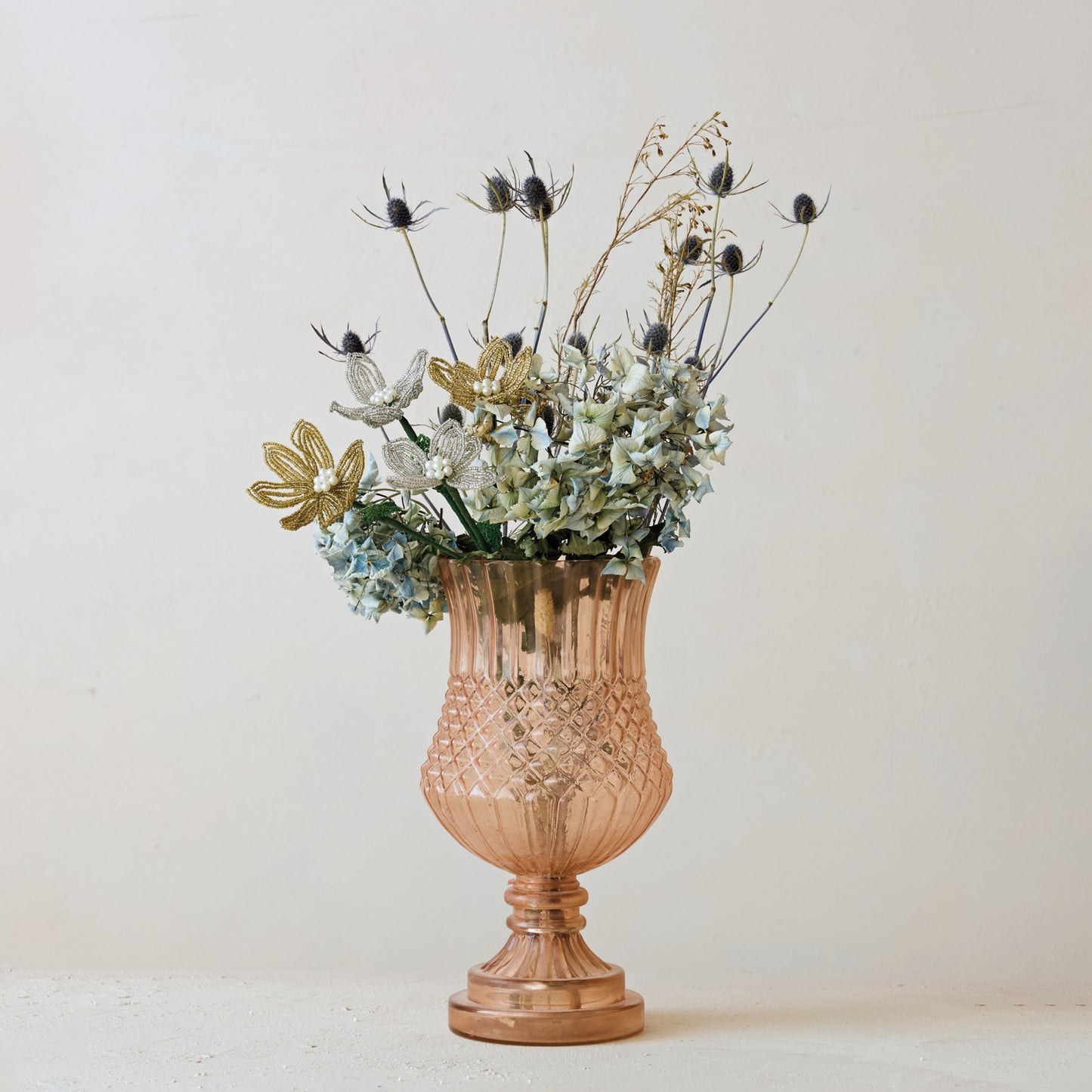 Embossed Glass Footed Vase