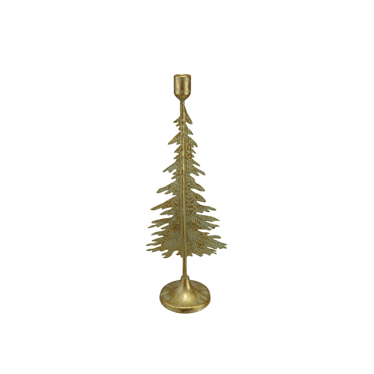 Verdigris Metal Tree Shaped Taper Holder