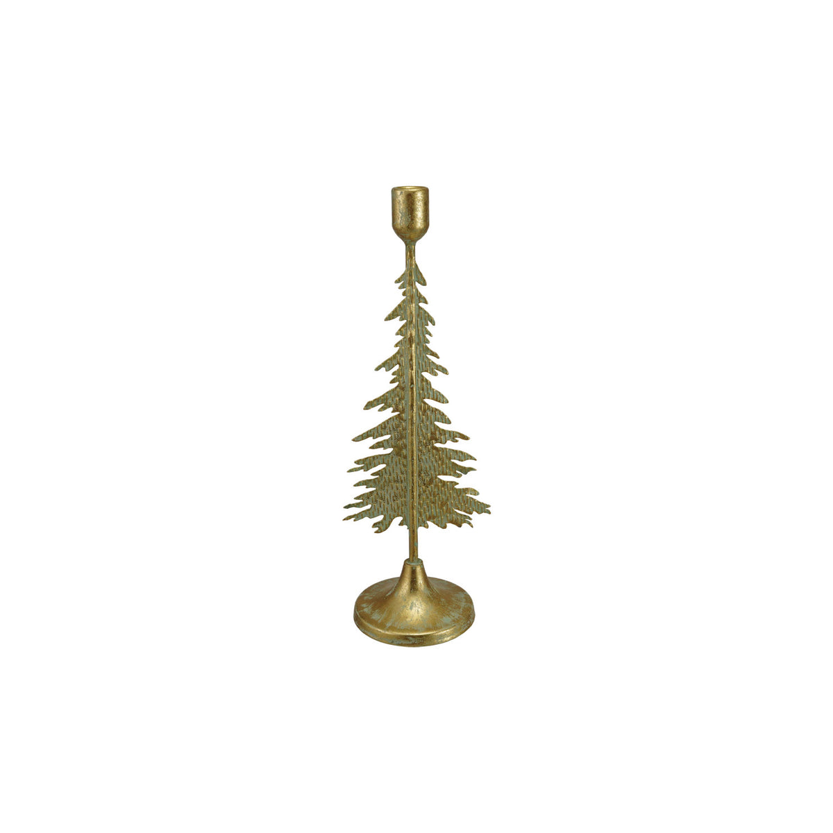 Verdigris Metal Tree Shaped Taper Holder