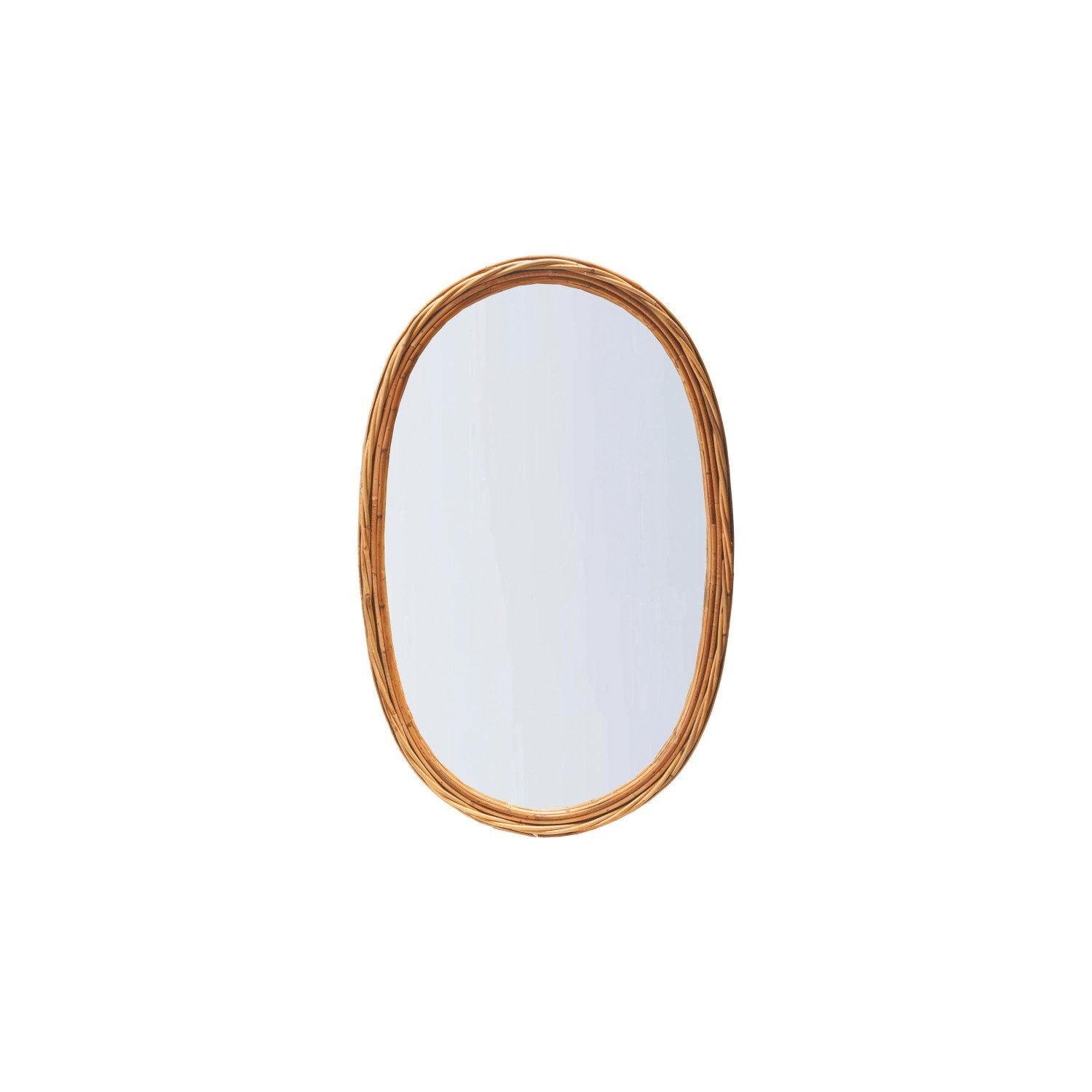 Rattan Wrapped Framed Wall Mirror (Hangs Vertically & Horizontally)