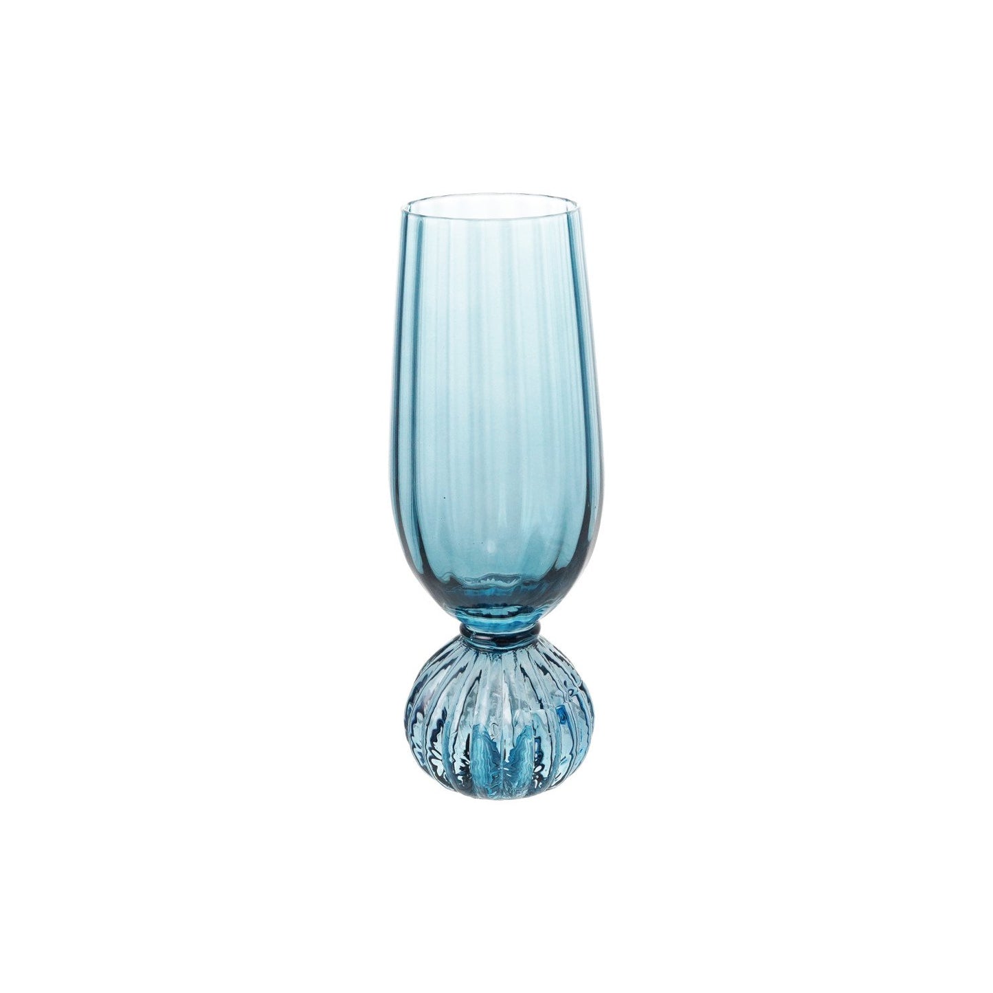 8 oz. Pleated Footed Champagne Glass, Blue