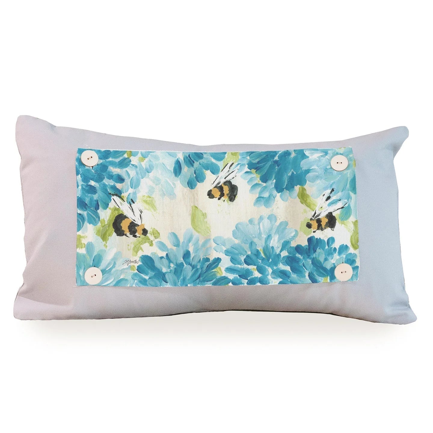 Bees Blue Hydrangeas Pillow Swap- Lumbar