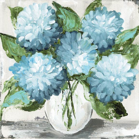 Blue Hydrangeas on White Pillow Swap- Square