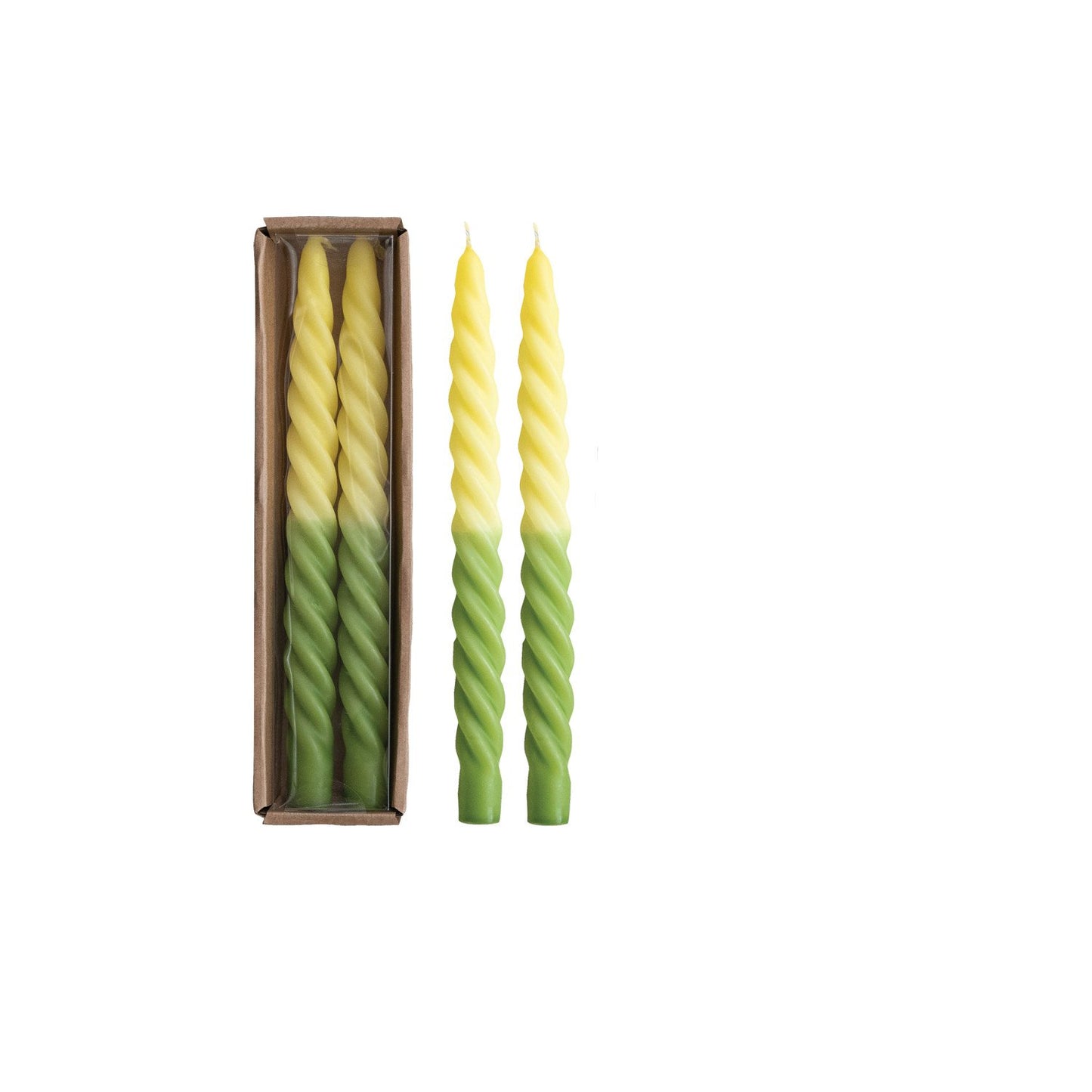 Unscented Twisted Taper Candles in Box Ombre, Set of 2