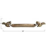 Cast Aluminum Tray w/ Squirrel Handles, Antique Brass Finish