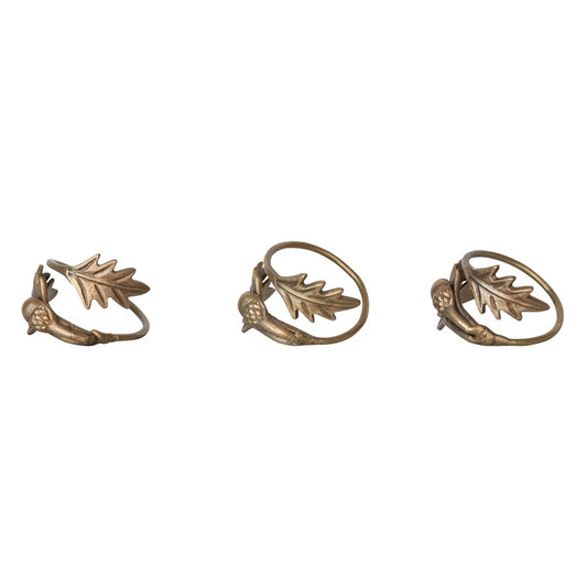 Brass Leaves & Acorn Napkin Ring