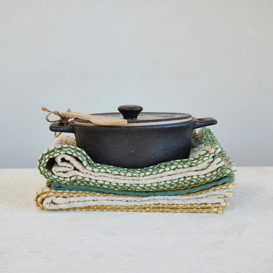 Stoneware Brie Baker with Bamboo Spreader