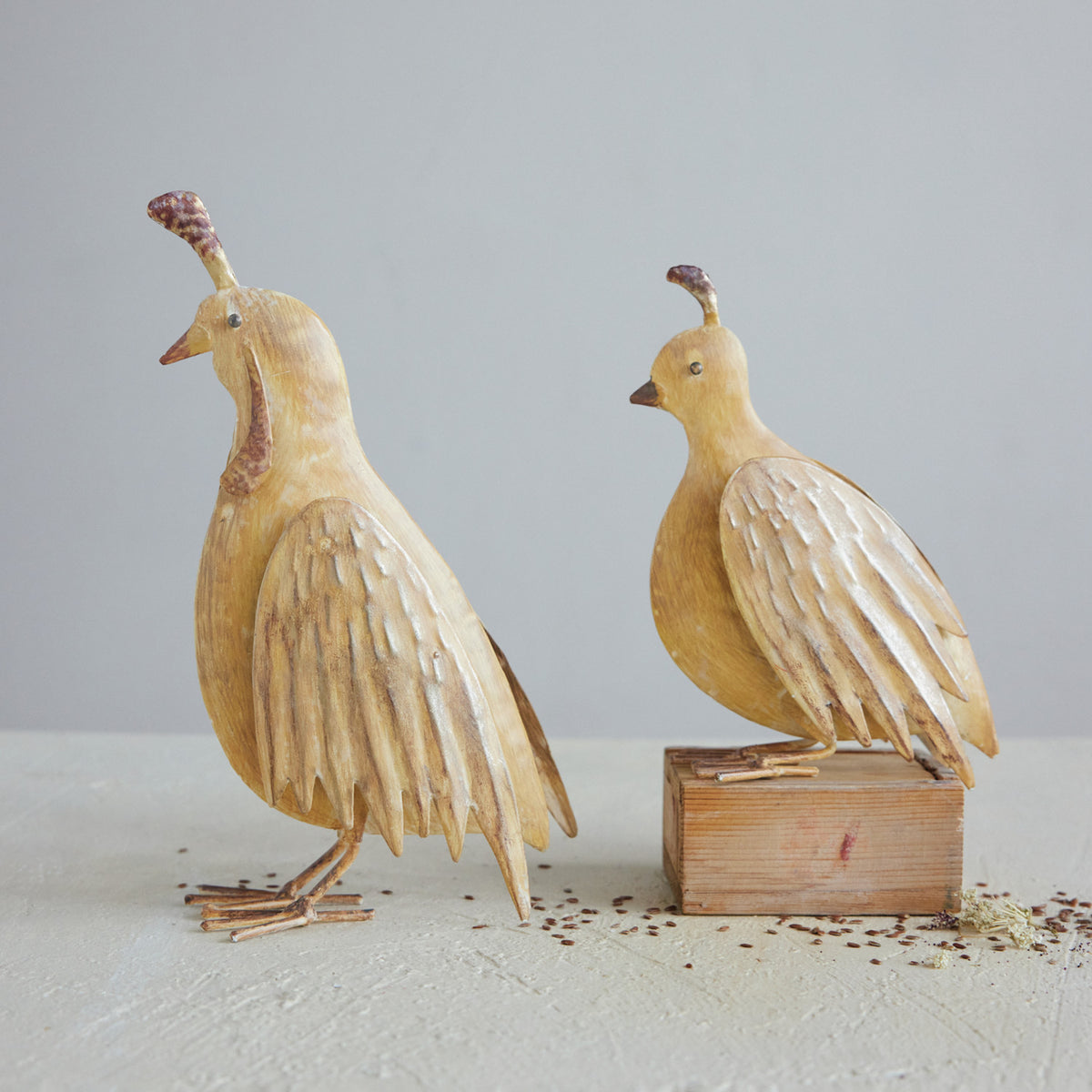 Hand-Painted Metal Quail