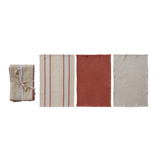 Cotton Woven/Waffle Weave Tea Towels, Set of 3