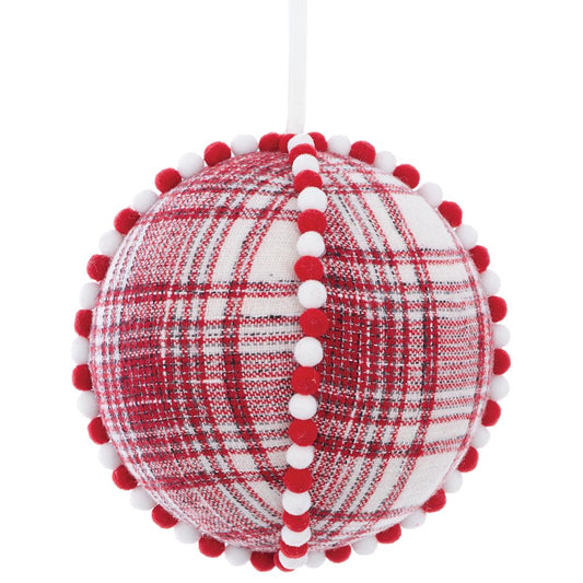 Pompon Plaid Ball Ornament