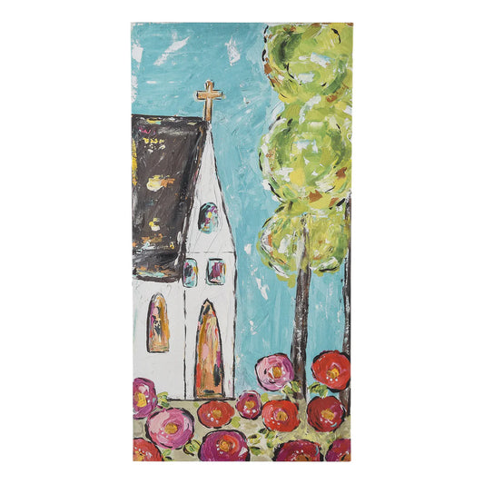 Church with Poppies Canvas