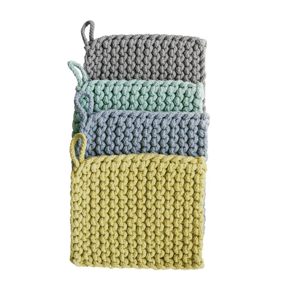 Cotton Crocheted Pot Holder, Choice of 4 Colors