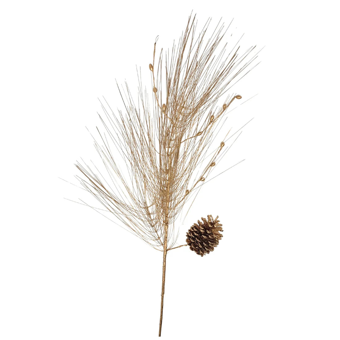 Metallic Long Needle Pinecone/Pine/ Berry Spray-Gold 37"