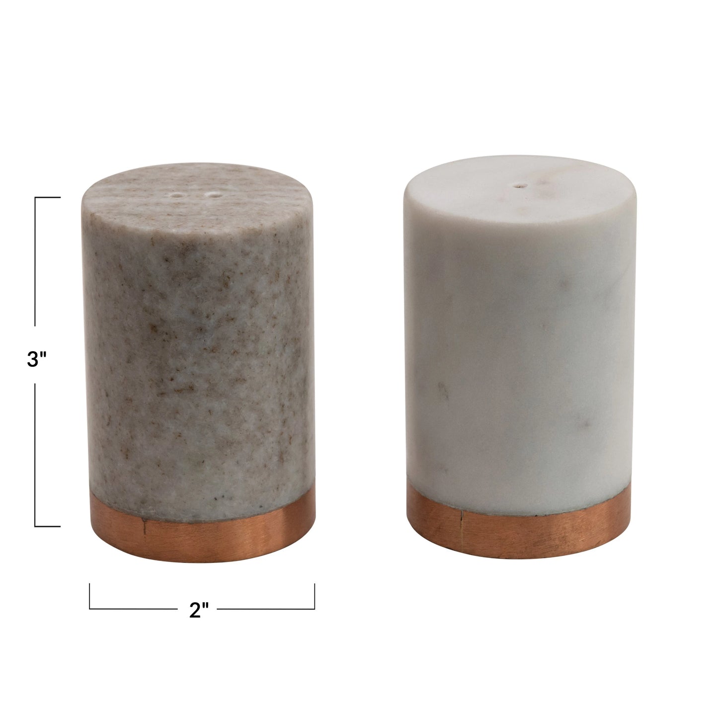 Marble Salt and Pepper Shakers with Base, Set of 2