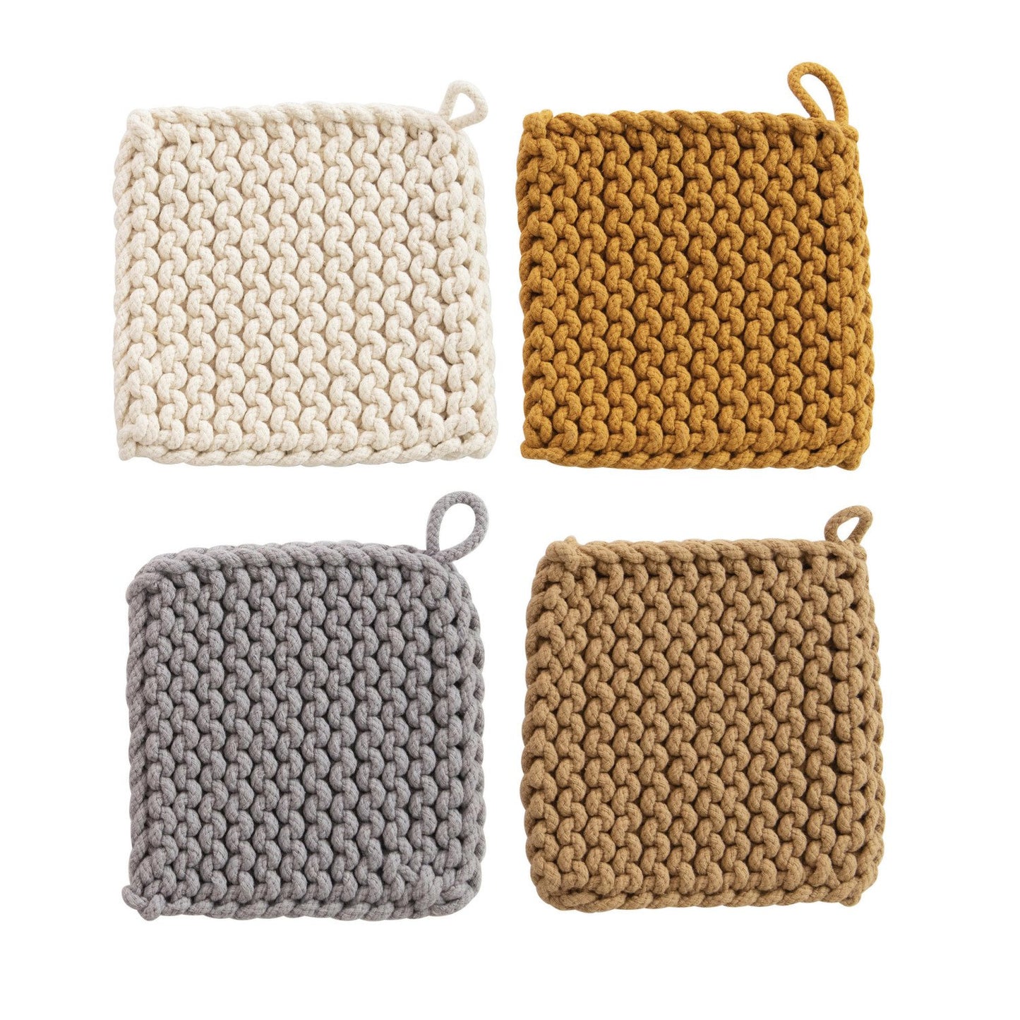 Cotton Crocheted Potholder, 4 Colors