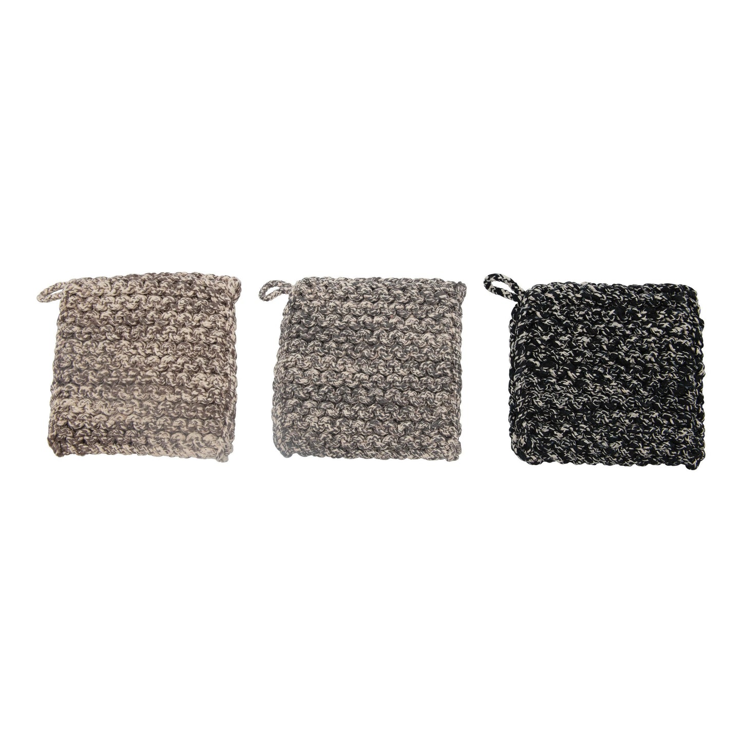 Melange Cotton Crocheted Pot Holder, 3 Colors