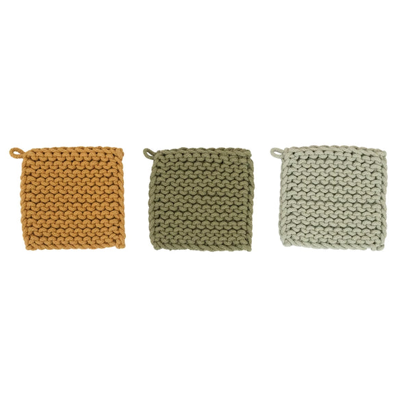 Cotton Crocheted Pot Holder, Choice of 3 Colors