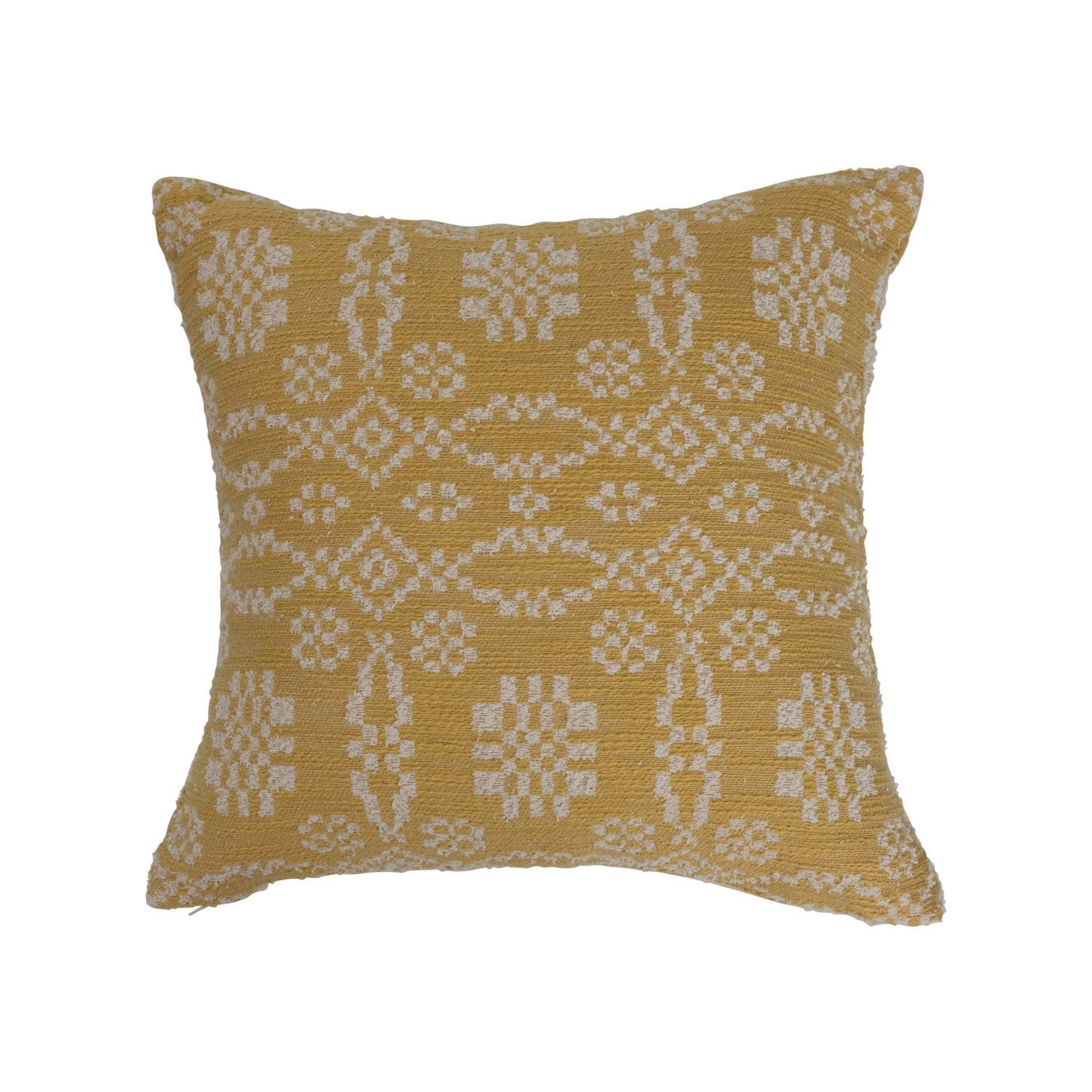 20" Woven Cotton Jacquard Pillow, Polyester Fill