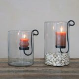Glass Hurricane with Metal Candle Holder