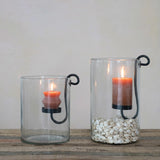 Glass Hurricane with Metal Candle Holder