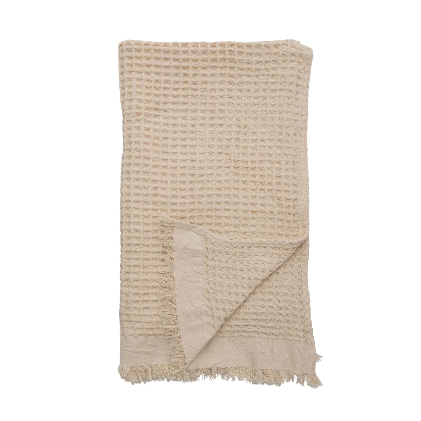 Cotton Waffle Weave Throw w/ Fringe