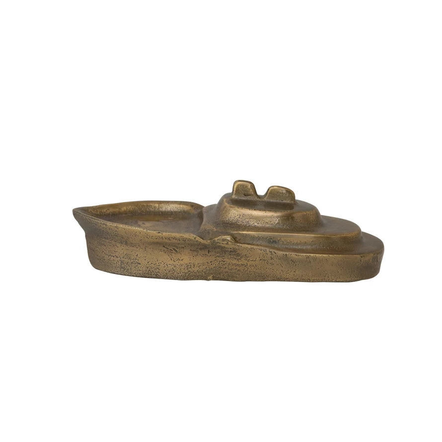 Cast Aluminum Boat, Antique Gold Finish