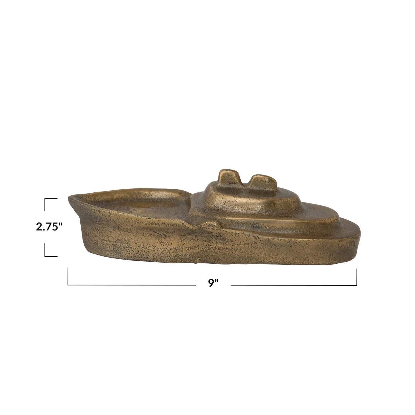 Cast Aluminum Boat, Antique Gold Finish