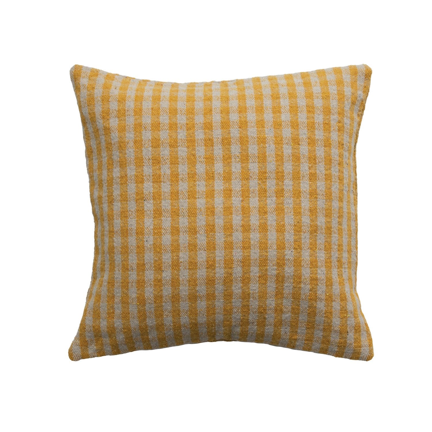 18" Woven Recycled Cotton Blend Pillow Gingham, Polyester Fill