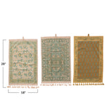 Cotton Printed Tea Towel w/ Design, Tassels & Loop, Multi Color, 3 Styles