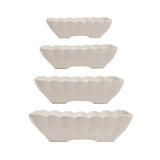 Stoneware Serving Dishes with Scalloped Edge, Matte White, Set of 4