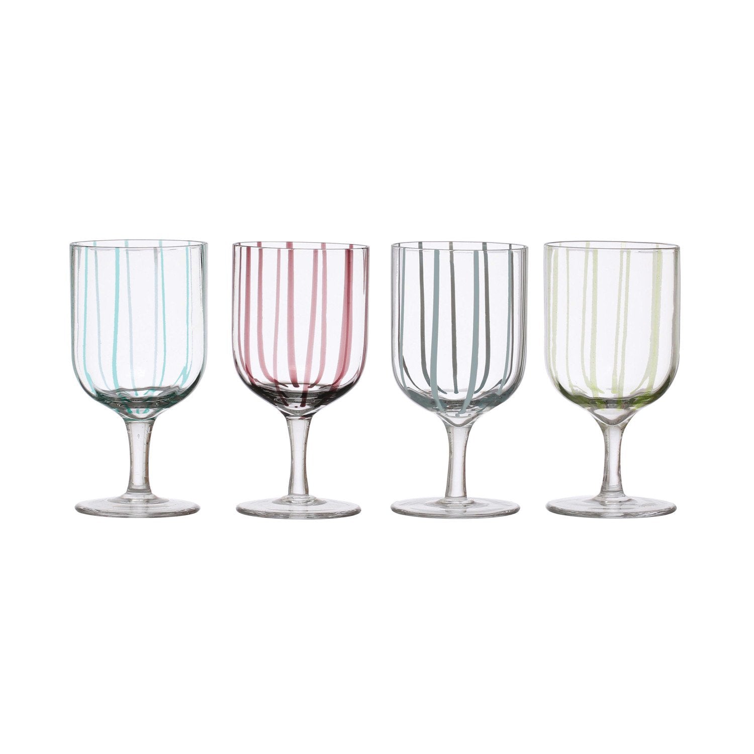 14 oz. Hand-Painted Stemmed Glass w/ Stripes, 4 Colors