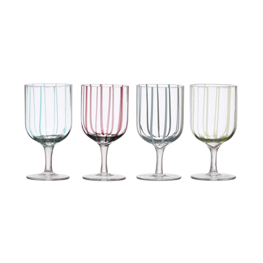 14 oz. Hand-Painted Stemmed Glass w/ Stripes, 4 Colors