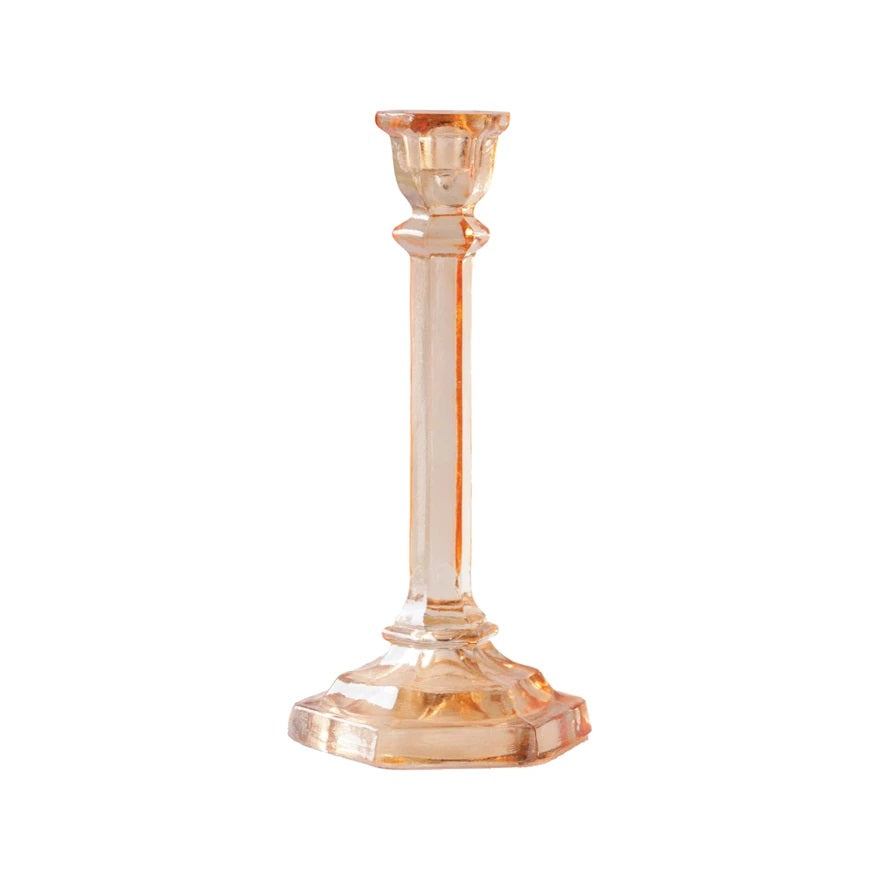 Recycled Glass Taper Holder - Peach Color