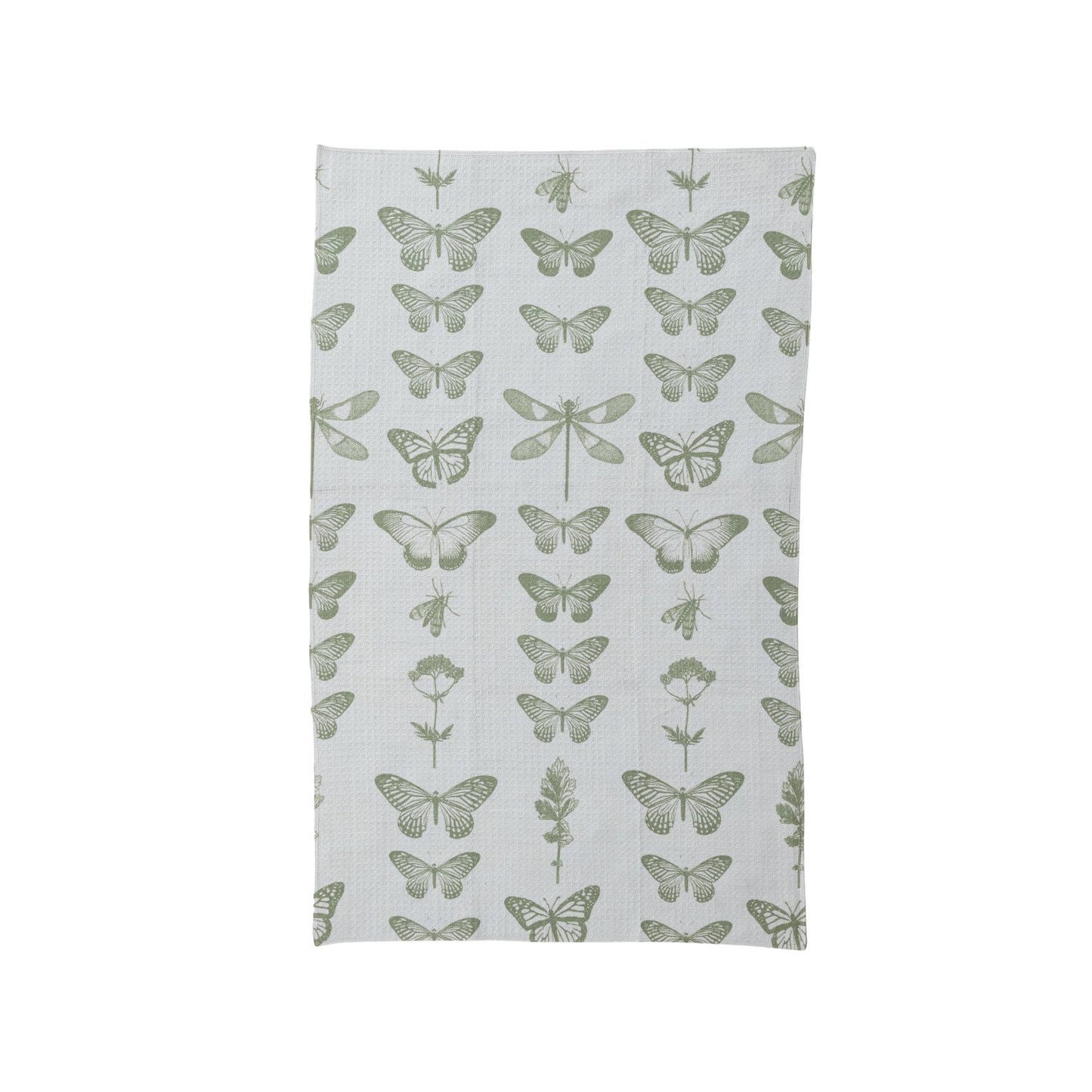 Printed Recycled Microfibre Tea Towel w/ Insects & Flowers Pattern