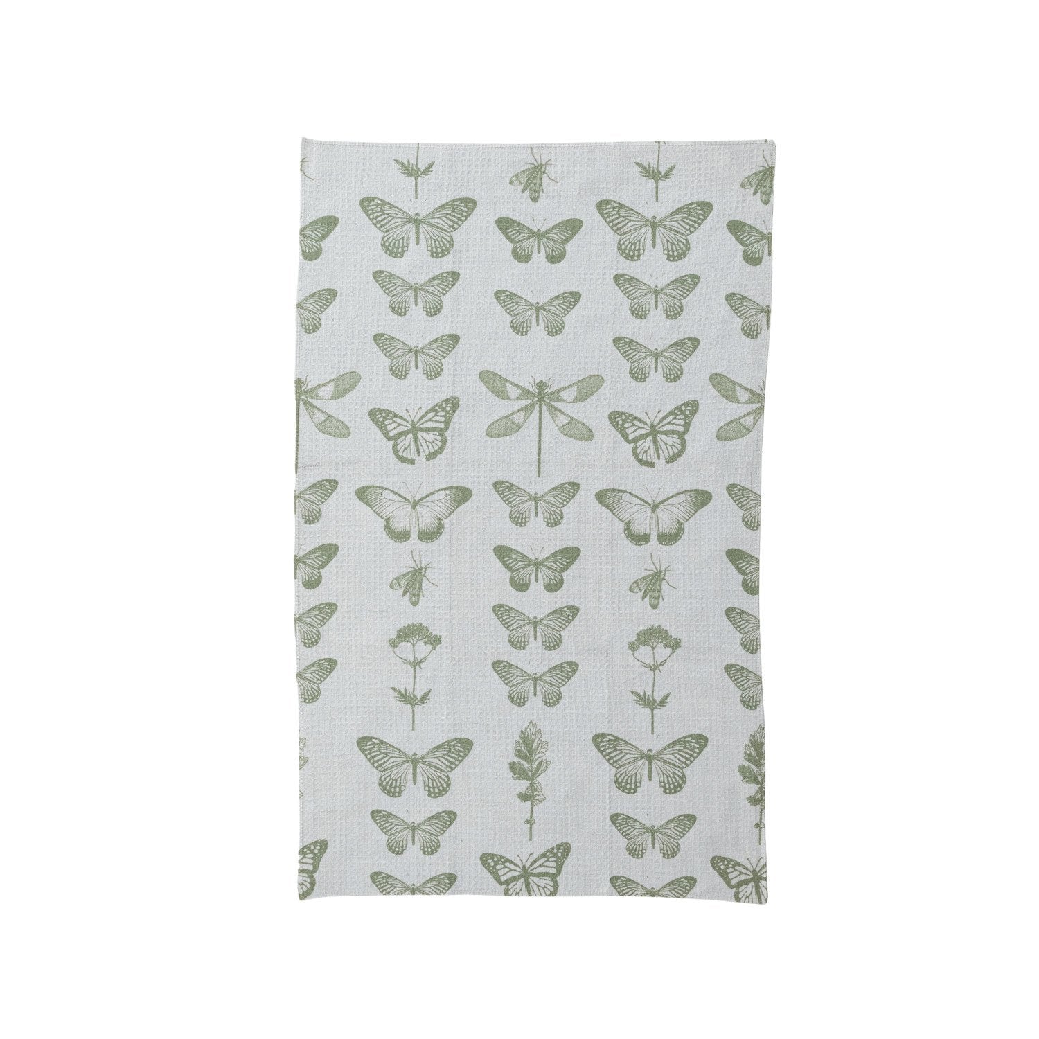 Printed Recycled Microfibre Tea Towel w/ Insects & Flowers Pattern