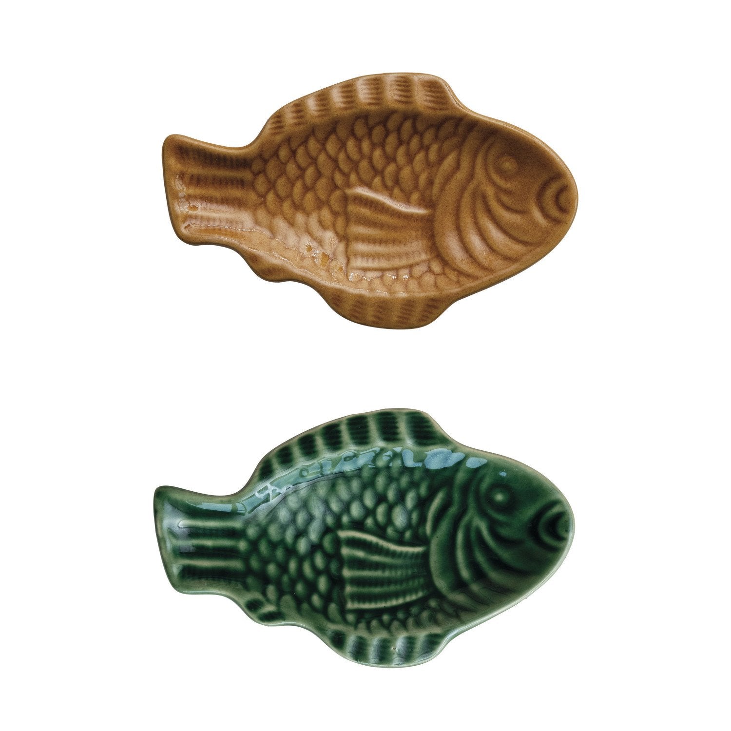 Stoneware Fish Shaped Dish, 2 Colors (Each One Will Vary)