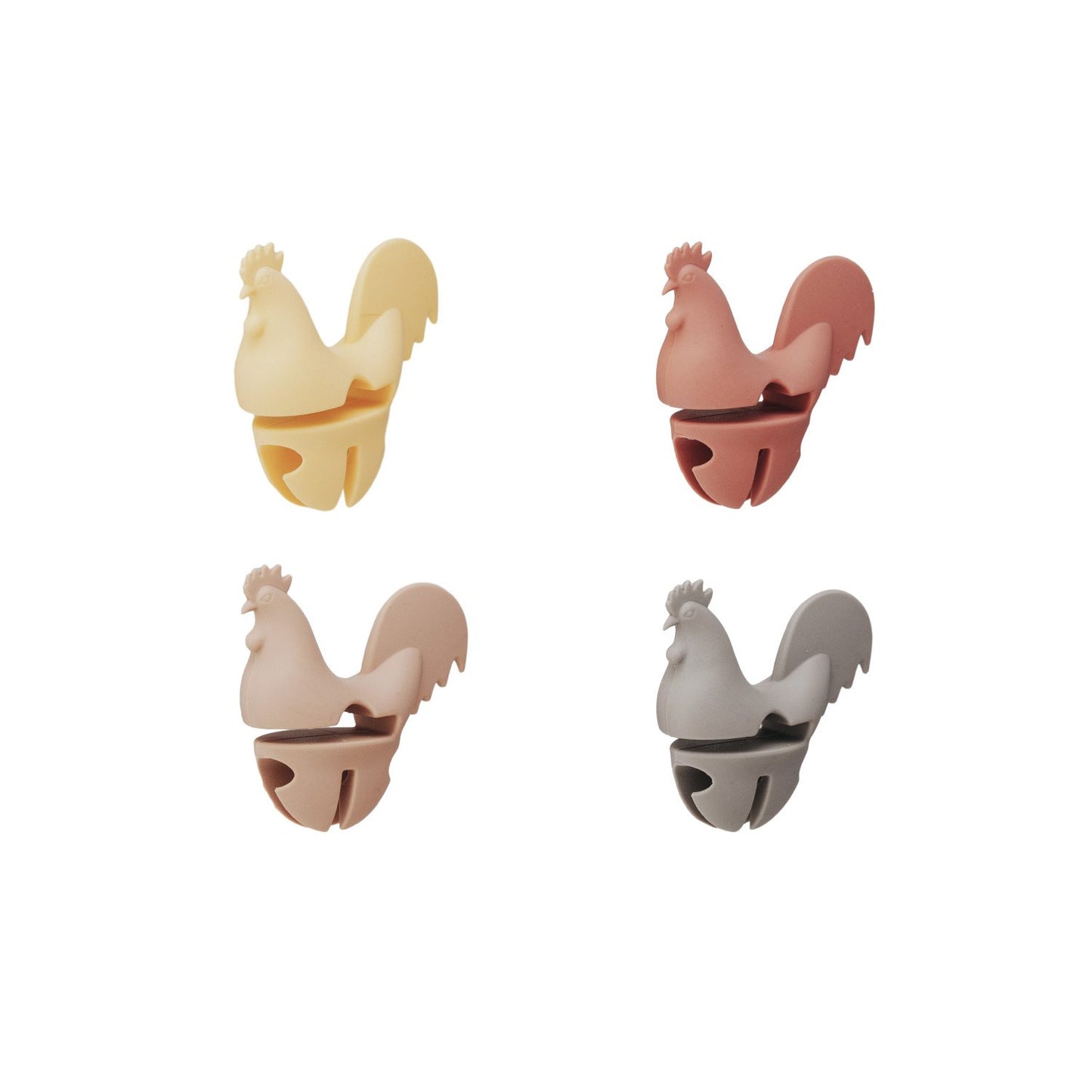 Silicone Rooster Shaped Lid/Spoon Holder, 4 Colors