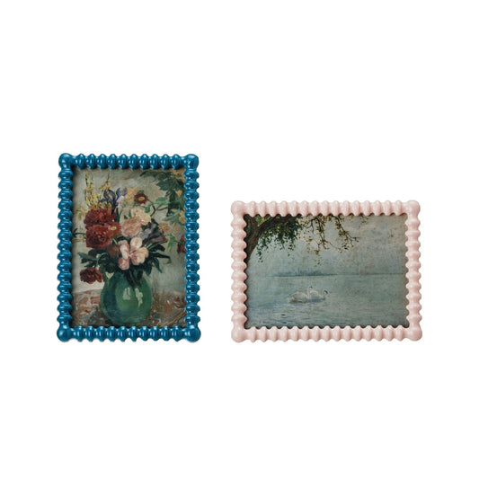 Picture Frame w/ Vintage Reproduction Image, 2 Colors (5" x 7" Photos)