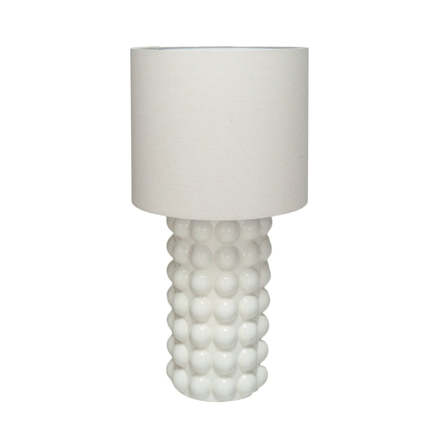 Stoneware Hobnail Table Lamp w/ Linen Shade