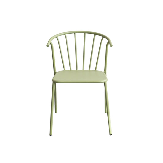 Metal Indoor/Outdoor Chair with Slatted Back, Green