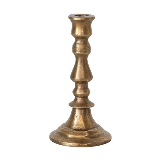 Cast Aluminum Taper Holder, Antique Brass Finish