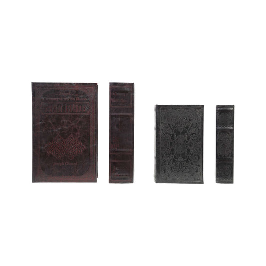 Faux Leather Book Storage Boxes with Debossed Design, Set of 2